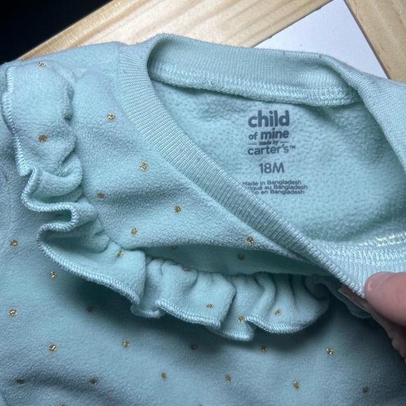 Carter's Mint Ruffle Top with Gold Dots - Picture 3 of 7